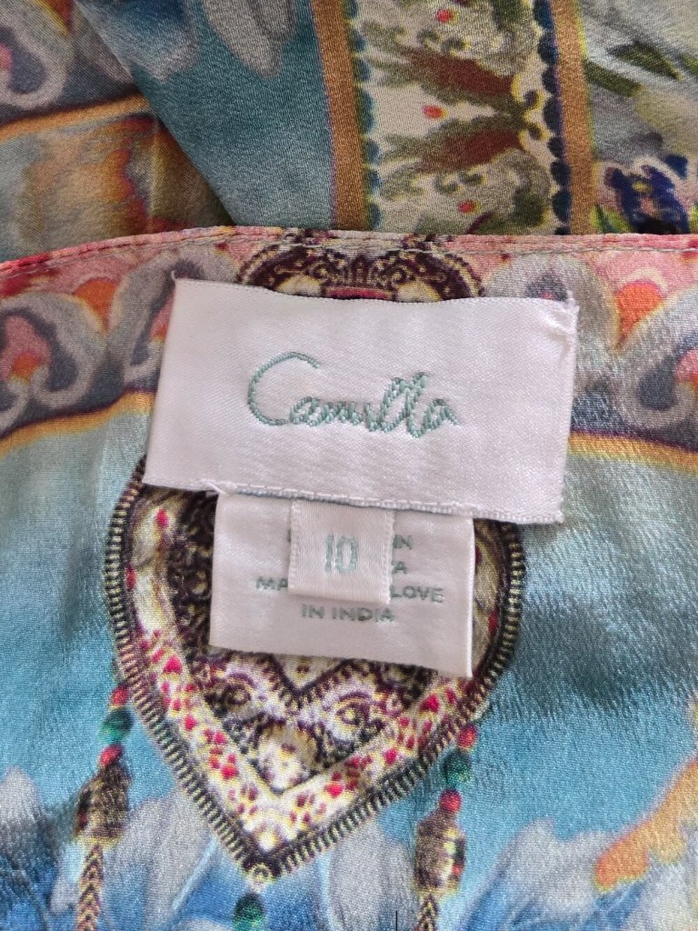 Camilla Sign Of Peace Short Dress With Tie Front Size 10 Small - Picture 11 of 14